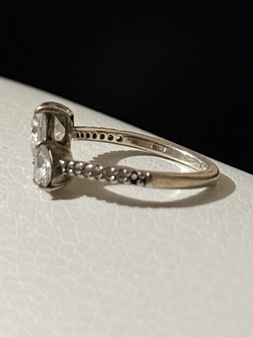 Pandora Double Heart Sparkling Ring